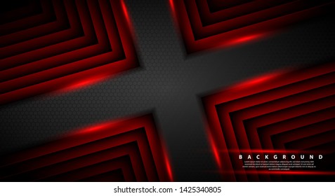 Abstract red light arrow direction on black design modern futuristic background 
