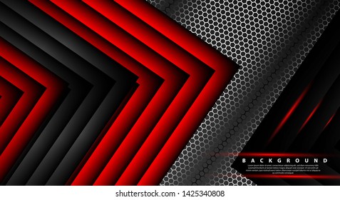 Abstract red light arrow direction on black design modern futuristic background 
