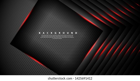 Abstract red light arrow direction on black design modern futuristic background 
