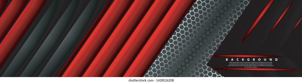 Abstract red light arrow direction on black design modern futuristic background . vector banner
