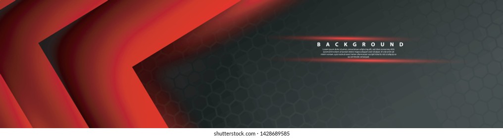 Abstract red light arrow direction on black design modern futuristic background . vector banner
