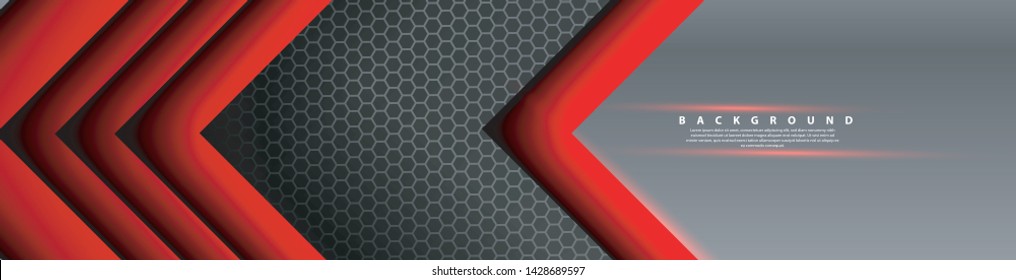 Abstract red light arrow direction on black design modern futuristic background . vector banner
