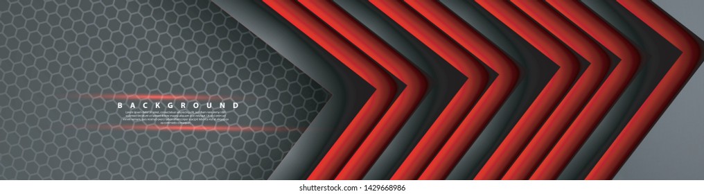 Abstract red light arrow direction on black design modern futuristic background . vector banner
