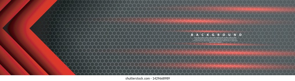 Abstract red light arrow direction on black design modern futuristic background . vector banner
