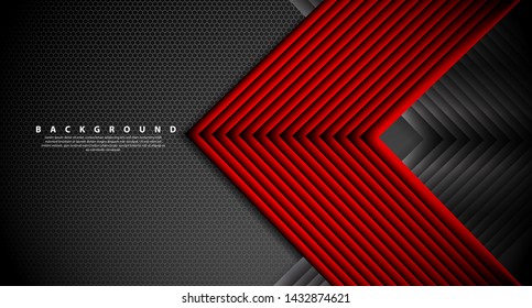 Abstract red light arrow direction on black design modern futuristic background 
