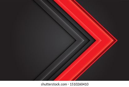 Abstract red light arrow direction on dark grey design modern futuristic background vector illustration.