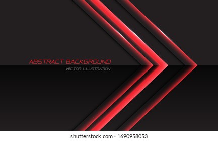 Abstract red light arrow direction on black metallic with simple text design modern futuristic luxury technology background vector illustration.