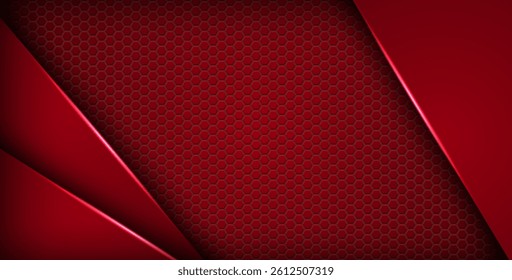 abstract red light background gradient shapes. red color hexagon mesh pattern decoration. eps10 vector