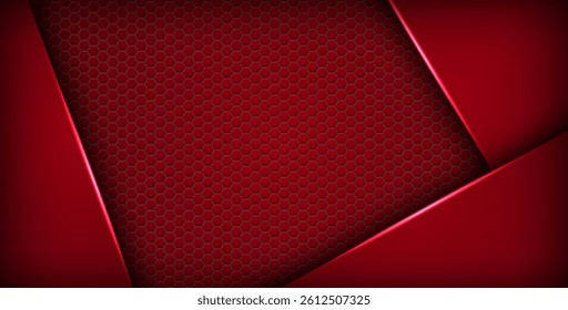 abstract red light background gradient shapes. red color hexagon mesh pattern decoration. eps10 vector