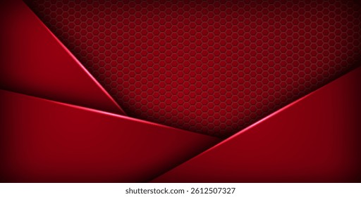 abstract red light background gradient shapes. red color hexagon mesh pattern decoration. eps10 vector