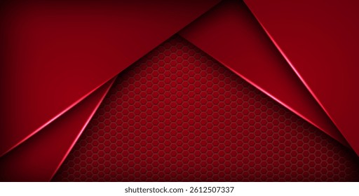 abstract red light background gradient shapes. red color hexagon mesh pattern decoration. eps10 vector