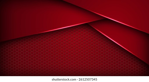abstract red light background gradient shapes. red color hexagon mesh pattern decoration. eps10 vector