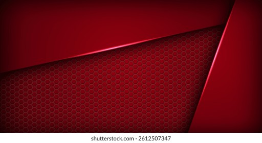abstract red light background gradient shapes. red color hexagon mesh pattern decoration. eps10 vector