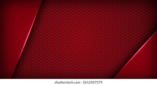 abstract red light background gradient shapes. red color hexagon mesh pattern decoration. eps10 vector