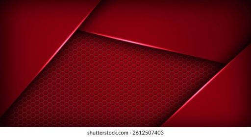 abstract red light background gradient shapes. red color hexagon mesh pattern decoration. eps10 vector