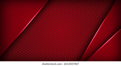 abstract red light background gradient shapes. red color hexagon mesh pattern decoration. eps10 vector