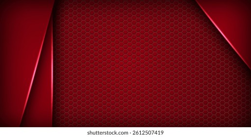 abstract red light background gradient shapes. red color hexagon mesh pattern decoration. eps10 vector