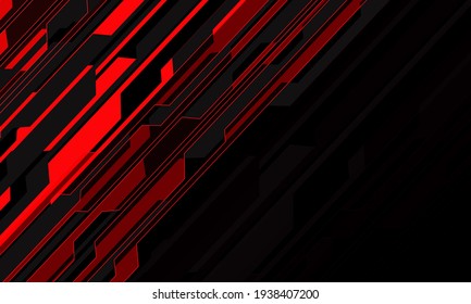 Abstract red light circuit cyber slash on black blank space design modern futuristic technology background vector illustration.