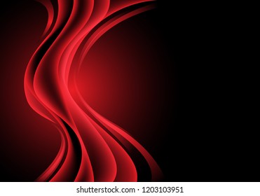 Abstract red light curve wave on black luxury design modern futuristic background vector illustration.