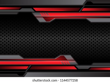 Abstract red light dark gray futuristic on circle mesh design modern futuristic background vector illustration.