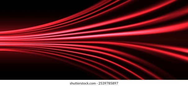 Abstract red light fast speed motion curve technology futuristic background vector illustration.