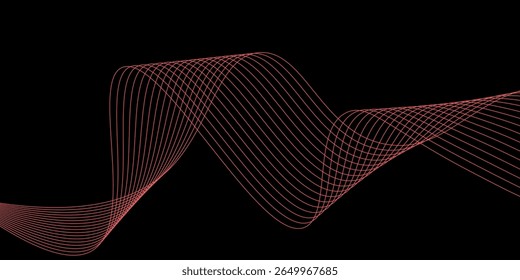 Abstract red light fast speed curve dynamic motion on black background vector illustration.
