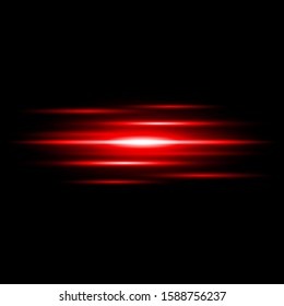 Abstract Red Light flare ray effect illuminated on dark background