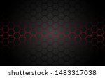 Abstract red light hexagon line in grey modern luxury futuristic background vector illustration.