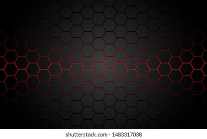 Abstract red light hexagon line in grey modern luxury futuristic background vector illustration.