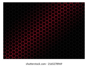 Resumen Línea hexagonal de luz roja en fondo futurista de lujo moderno y gris