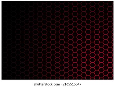 Resumen Línea hexagonal de luz roja en fondo futurista de lujo moderno y gris