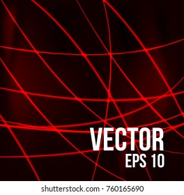 Abstract red light laser beams.  Vector illustration, eps 10.