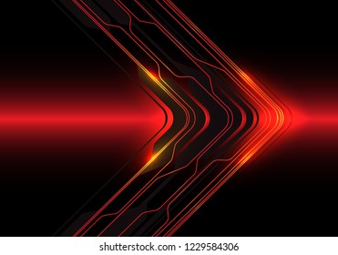 Abstract red light line circuit arrow direction on black design modern futuristic background vector illustration.