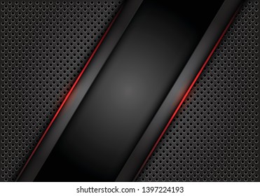 Abstract red light line dark grey on circle mesh design modern technology futuristic background vector illustration.