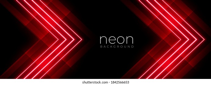 Abstract red light neon arrow direction on black blank space design modern futuristic technology background vector illustration.