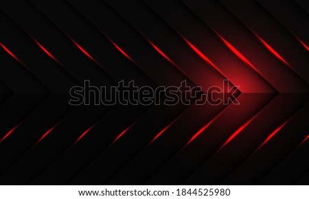 Abstract red light on dark metallic arrow pattern design modern futuristic background vector illustration.
