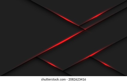 Resumen de la sombra de la luz roja geométrica en el diseño gris oscuro de la tecnología futurista moderna ilustración vectorial de fondo.