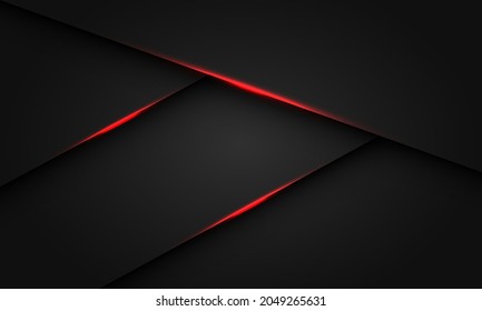 Abstract red light shadow triangle on dark metallic design modern luxury futuristic background vector illustration.