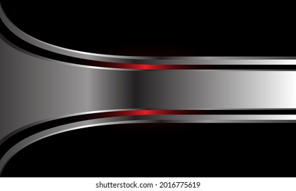 Abstract red light silver banner on black background vector illustration.