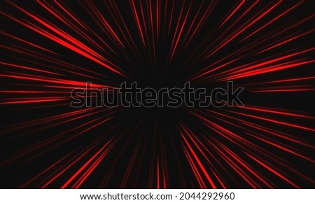 Abstract red light speed zoom on black background technology vector illustration.