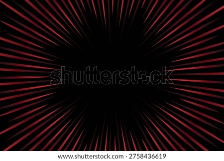 Abstract red light speed zoom black background technology. Vector illustration