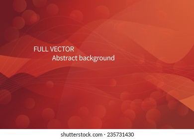 Abstract red light waves with bokeh vector background