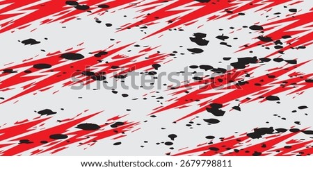 Abstract Red Lightning Bolts and Black Spots Pattern on Light Gr