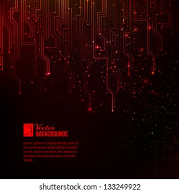 Abstract red lights background. Vector illustration, contains transparencies, gradients and effects.