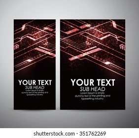 Abstract red lights technology brochure business design template or roll up. Vector illustration.