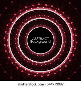 Abstract red lights wave modern Circle pattern technology background.