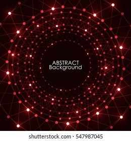 Abstract red lights wave modern Circle pattern technology background.