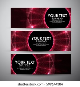 Abstract red lights wave pattern technology background. Vector banners set background.