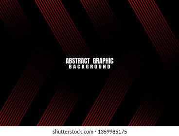 Abstract red line and black background for business card, cover, banner, flyer. Vector illustration