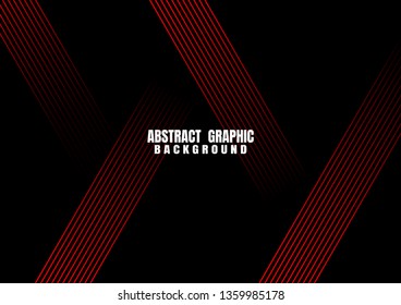 Abstract red line and black background for business card, cover, banner, flyer. Vector illustration